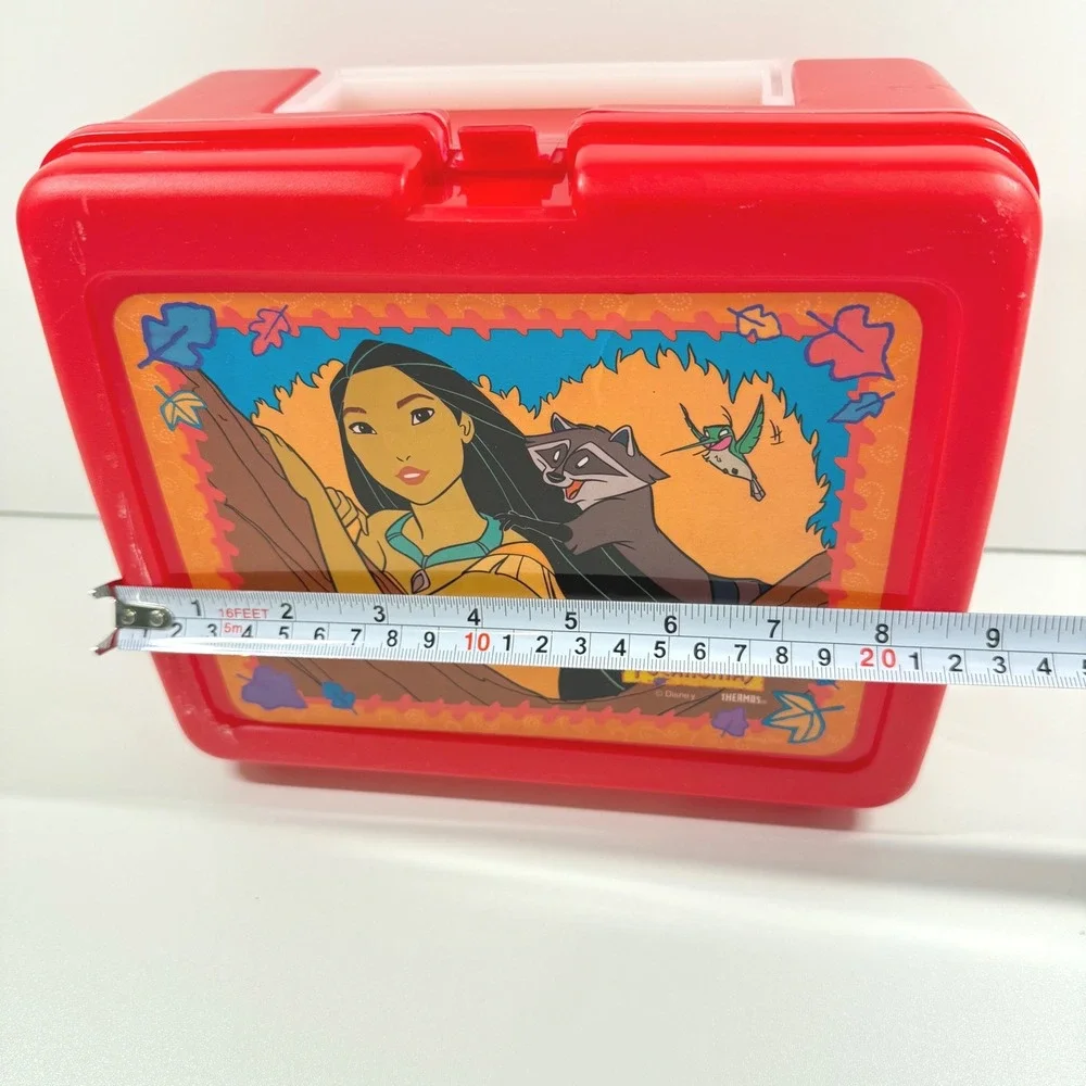 POCAHONTAS Vintage 1990s Disney Red Plastic Lunch Box Thermos Meeko Flit 90s Kid